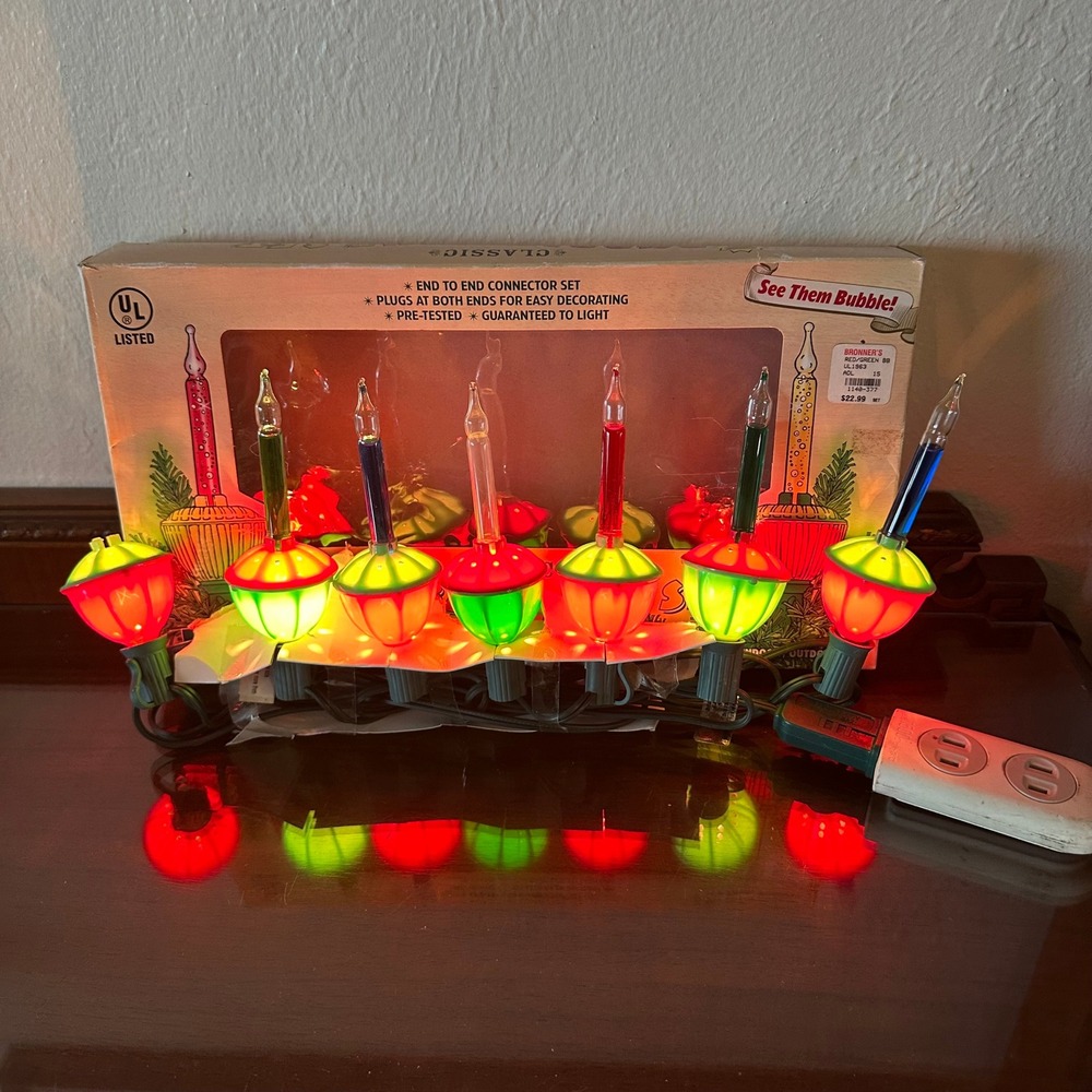 Kurt S Adler Classic 7 Bubble Light Set Christmas Decor UL1963 Multi Color